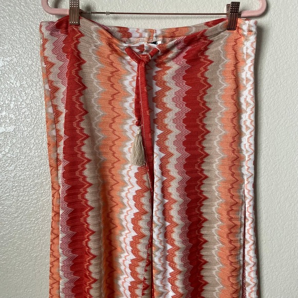 Becca Pants Womens Medium Beach Cover Up Chevron Knit Wide Leg Side Slits Resort - Picture 4 of 10